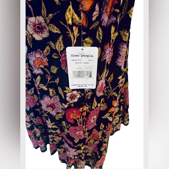Free People Black Comb floral short summer dress Boheiman - Picture 3 of 7
